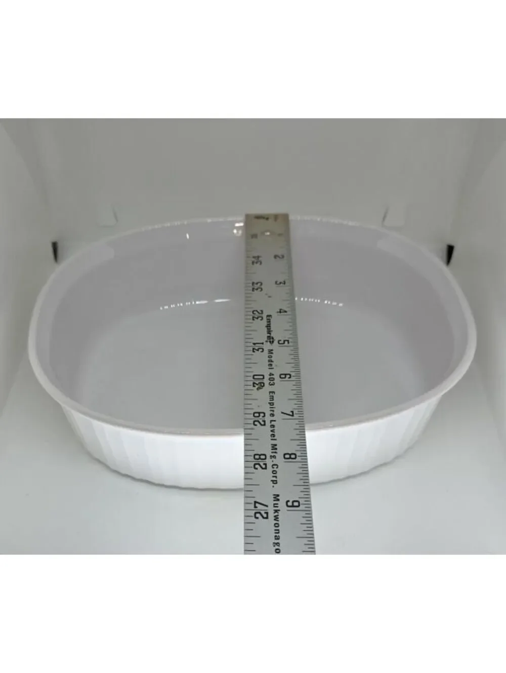 Vtg CorningWare White Oval Casserole Dish Clear Glass Lid